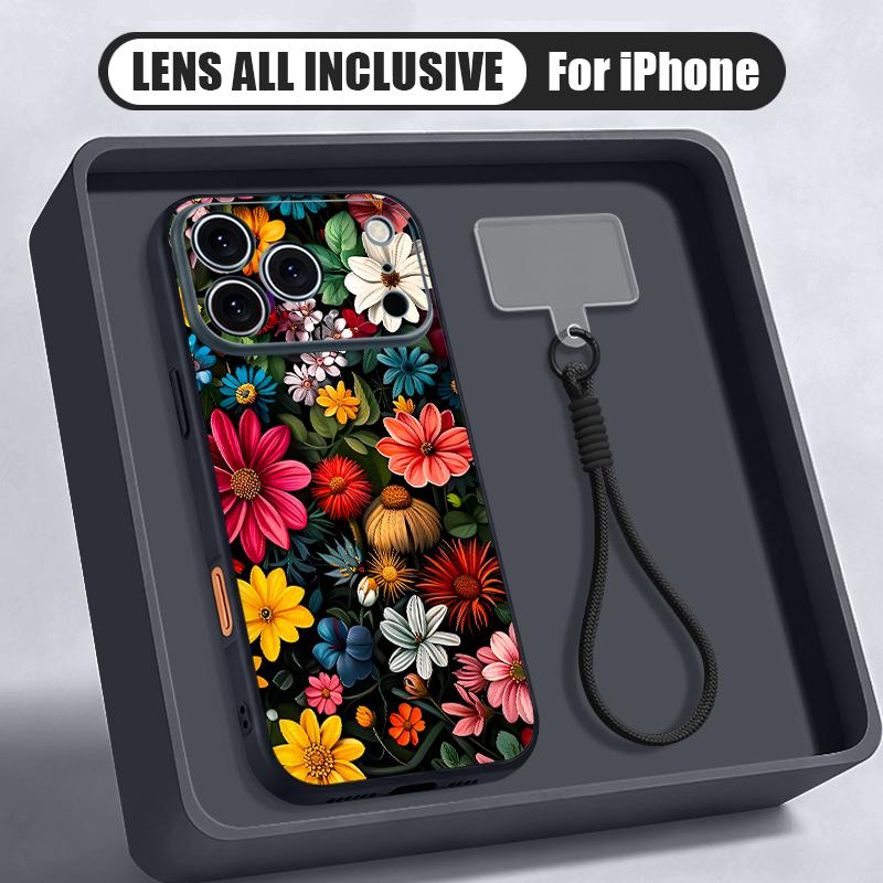 Schöne Blumen-Handgelenkschlaufe Hülle Für iPhone 17 Pro Max iPhone 16 15 14 13 Pro Max Magnetisch Für Magsafe Hybrid TPU+PC Mattes Cover