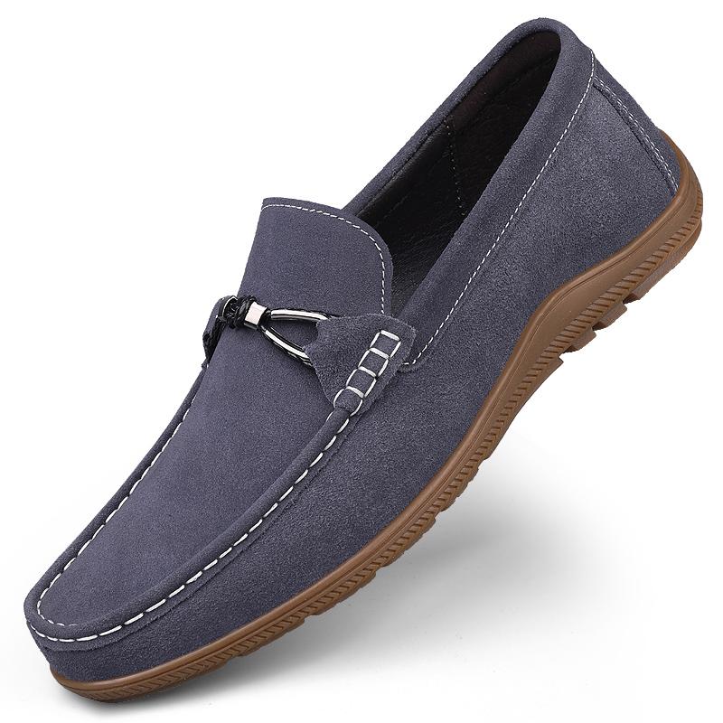 Fashion Brand Comfortable Outdoor Anti Slip Driving Shoes Summer New Men Low Rise Set Foot Suede Leather Soft Sole Casual Loafer