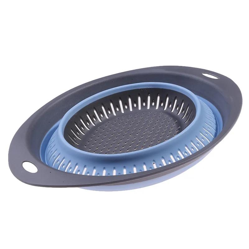 Folding Silicone Kitchen Storage Basket Multi-use Fruit Vegetable Drainer Foldable Kitchen Draining Organzier Kitchen Gadgets