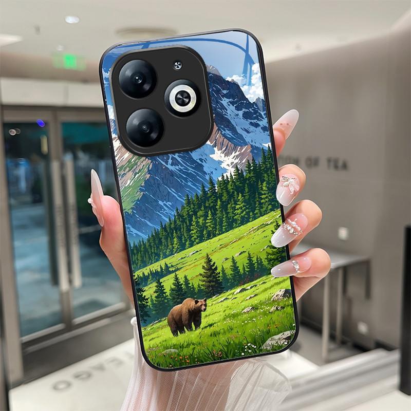

Beautiful Flower Cute Cat Phone Case For Funda Tecno Spark GO 2024 Spark20 20C 20 Pro Tempered Glass Protective Cover Hard Shell Spark 20