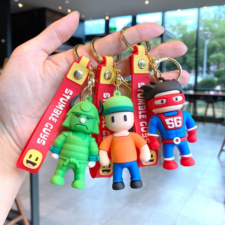 Adorable Cartoon Stumble Guy Keychain Cute Rubber Bag Charm Key Accessory