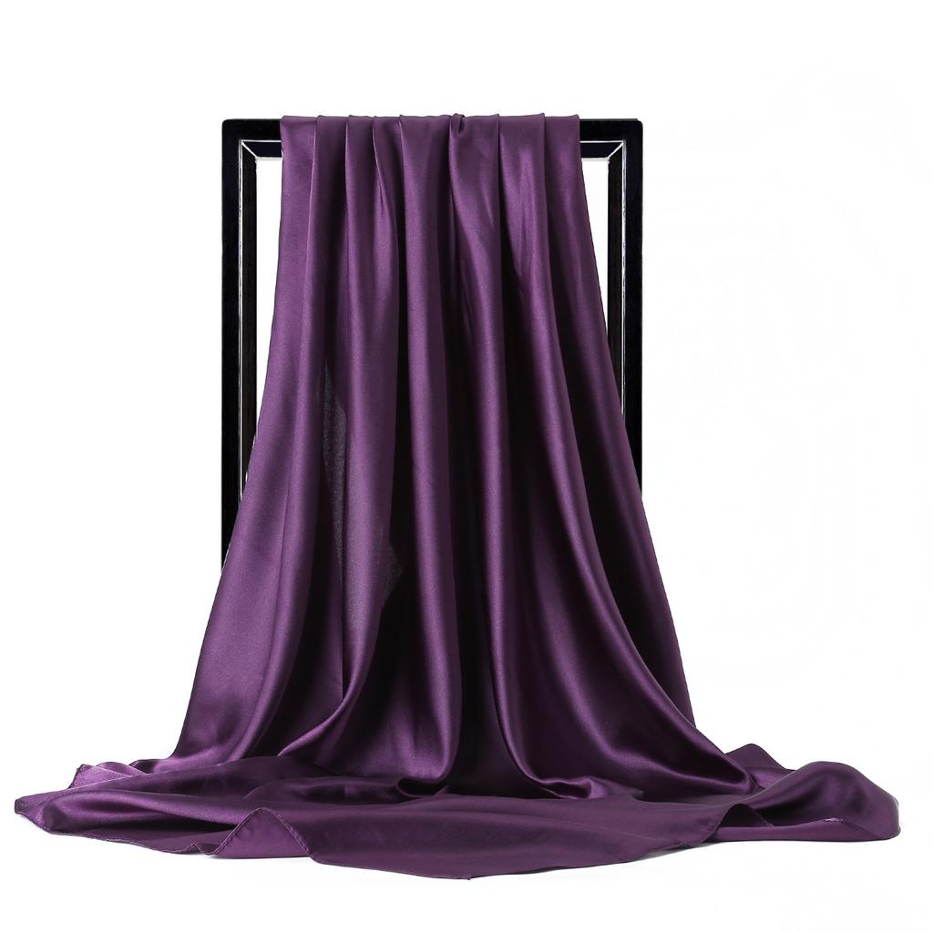 Luxury Brand Silk Scarf Women Satin Solid Color Hijab Scarves Muslim Pareo Bandana Female Shawl Wrap Headband Foulard 90*90cm