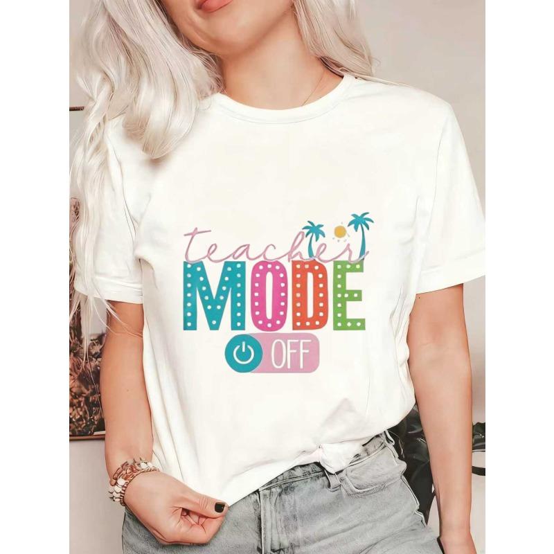 

Black Oversized T Shirt With Teacher Mode Off Graphic Print For Casual Wear XXXXL белый