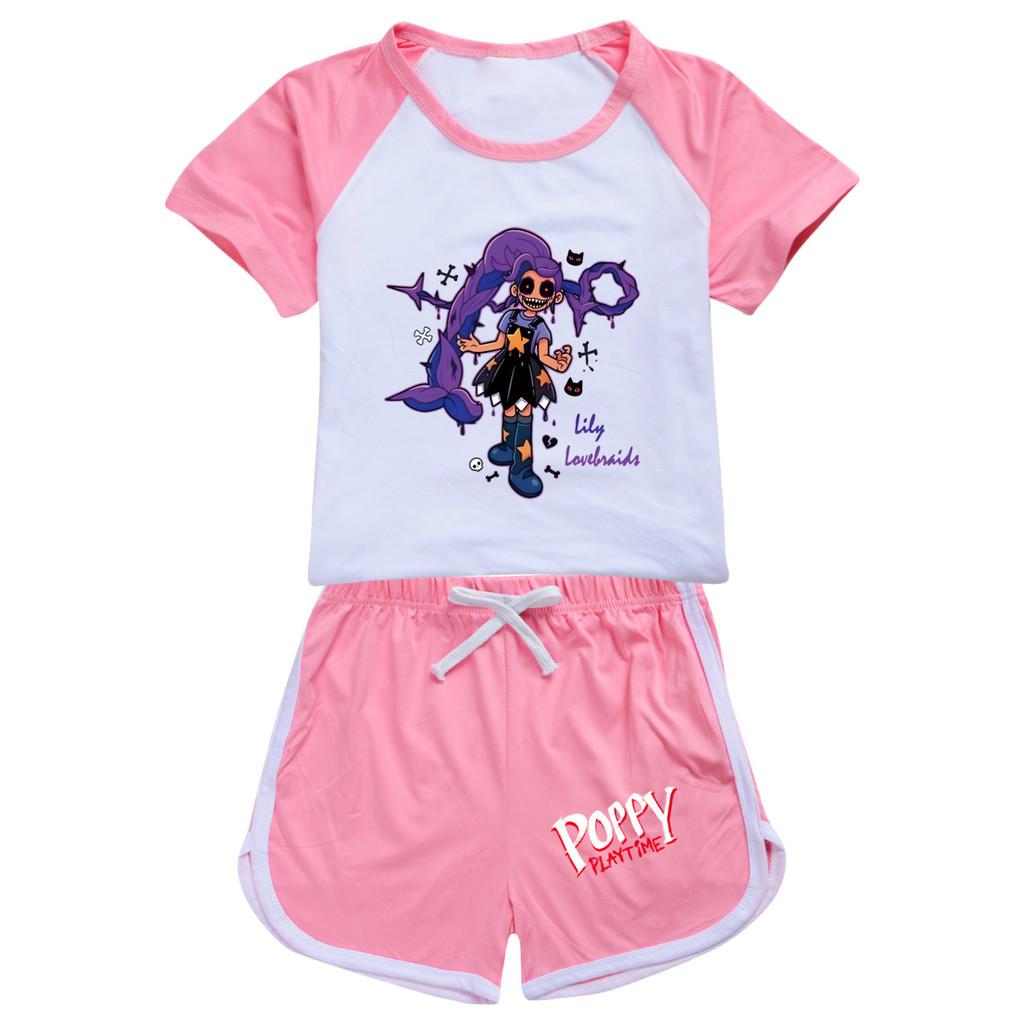 5602 Kids Girls Lily Lovebraids Print T-shirt Shorts Casual Tracksuit Sets