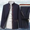 Traje tradicional chino Tang para hombre, remeras y pantalones, conjuntos de ropa con bordado oriental Hanfu, uniforme informal de Kung Fu y Tai Chi