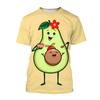Summer Round Neck 3D Avocado Pattern Printed Top Fashionable Casual Short Sleeved Children's Boy and Girl Kids Unisex T-shirts
