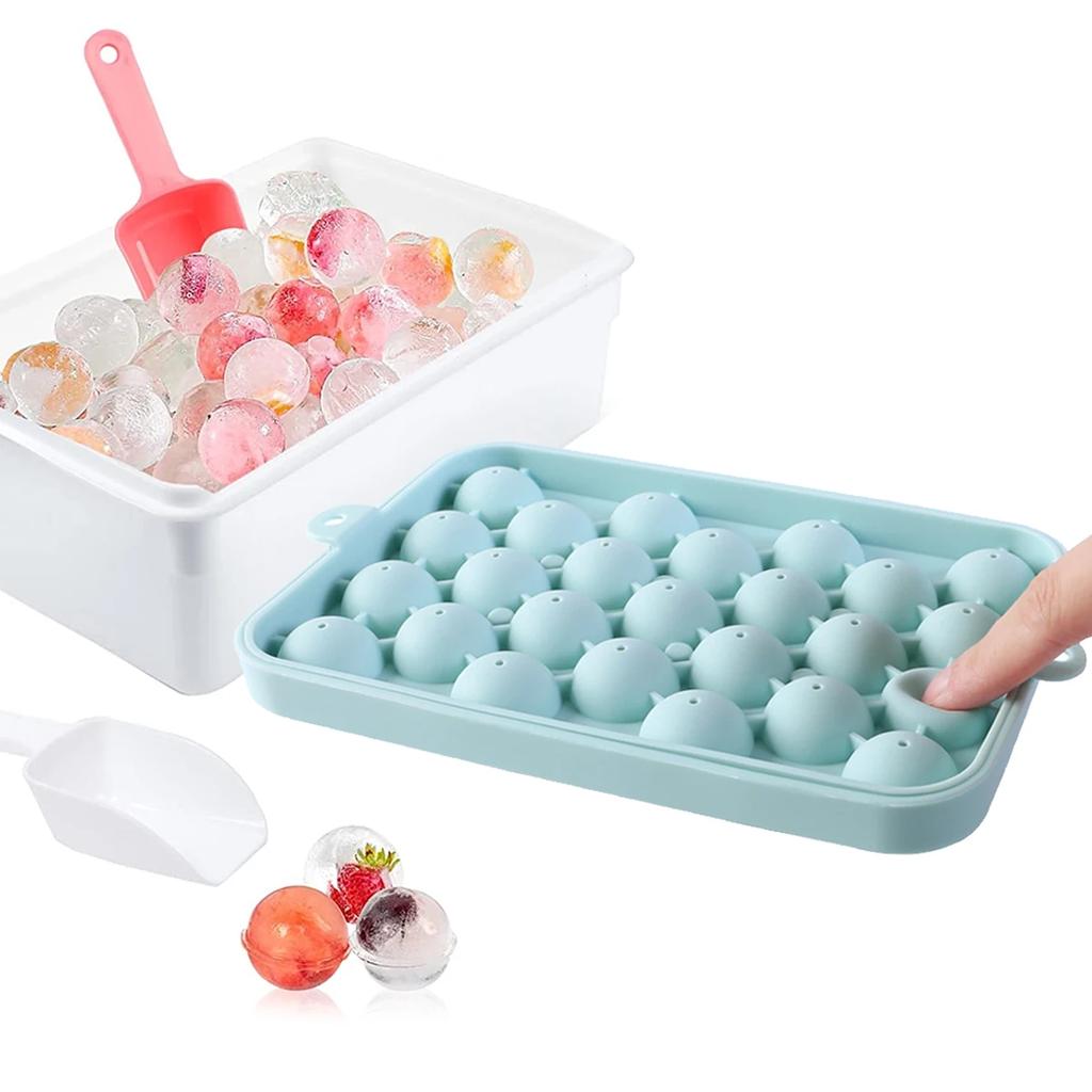 Leeseph Round Ice Cube Trays, Silicone Ice Ball Maker Mold for Freezer, Circle Ice Cube Making Chilling Ice maker mini Cake mold