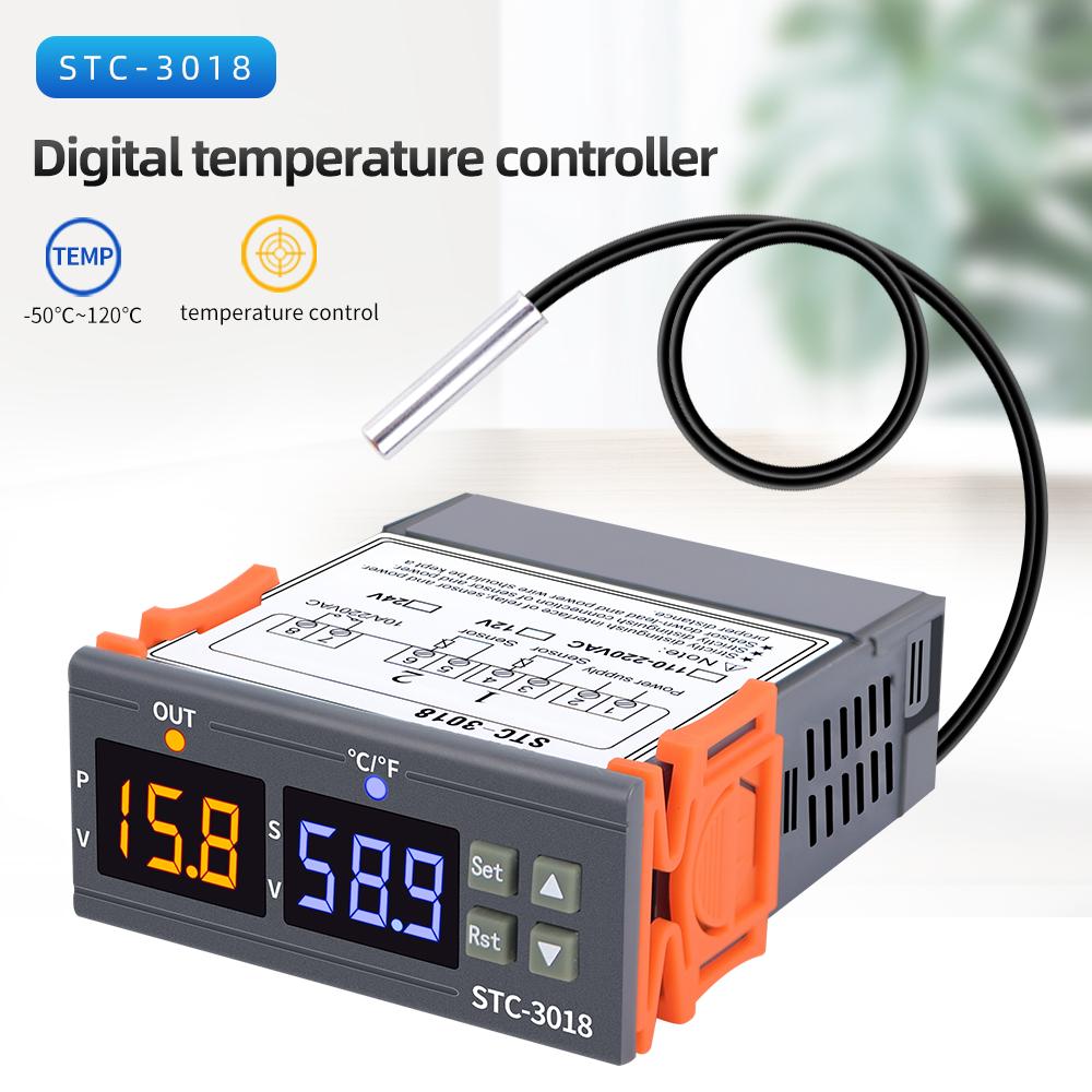 STC-3018 LED Digital Temperature Controller Thermostat Thermoregulator Incubator 12V 24V 110~220V Microcomputer Thermometer
