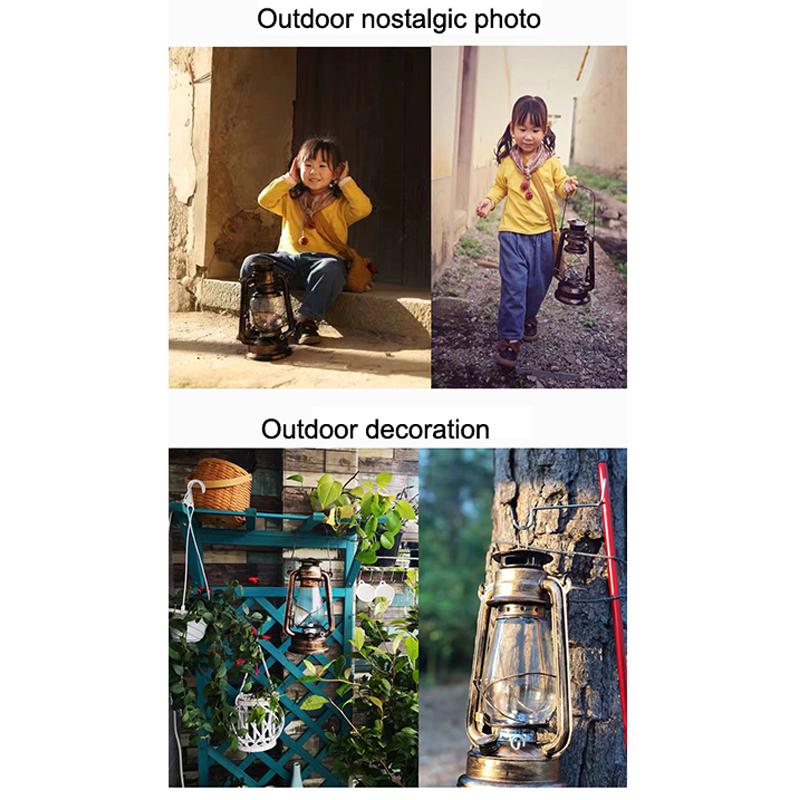 1Pc 25Cm Bronze Kerosene Lamp Retro Horse Lamp Camping Lamp Outdoor Tent Lamp Emergency Camping Portable Hanging Lamp