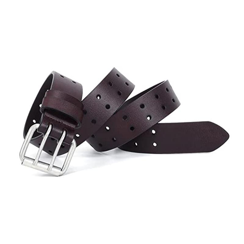 Men's Classic Retro Punk Double Hole Cowhide Belt