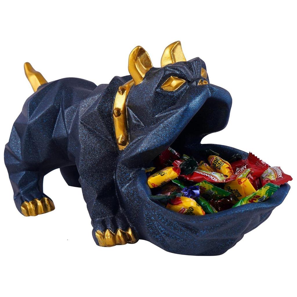 Bulldog Design Storage Holder Showpiece for Home Decorative Item, Animal Figurines for Home Shelves Decor Showpiece (6 inch Size, Black),, Resin
