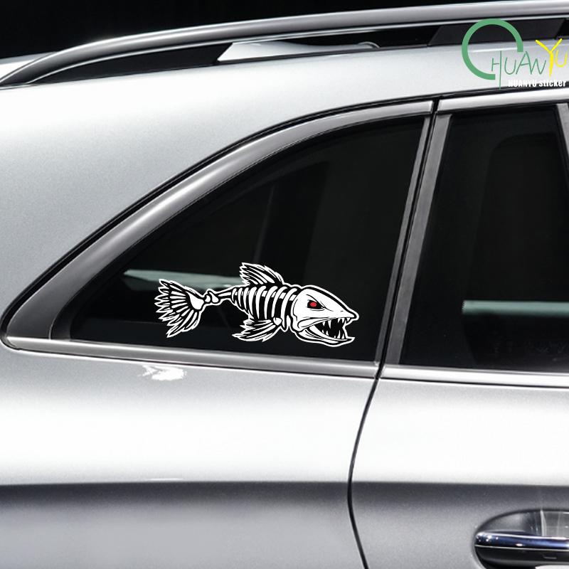 Three Ratels Digital Skeleton Fish Vinyl Car Sticker Decals For Car Boat Fishing Graphics Bone Fighting Angry Fish Sticker