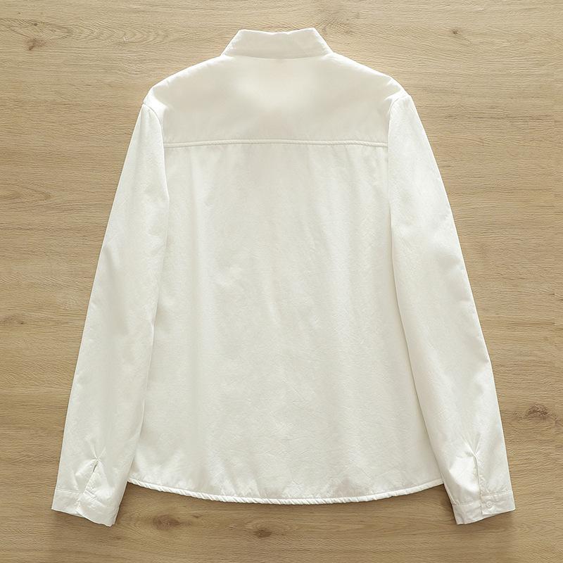 Women's Pure Cotton Flannel Long-Sleeve Shirt with Rabbit Embroidery - Warm, Thickened, Autumn/Winter Design