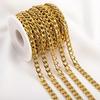 No Fade 0.5M 1M Stainless Steel Gold Plated Punk Cuban Link Chain DIY Chain for Men Choker Women Hip Hop Jewelry Making Supplie