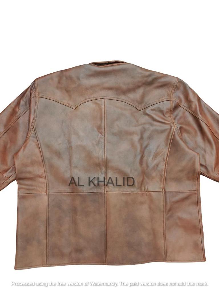 New Men Shirt Brown Handmade Lambskin Leather Stylish Real Soft Party Casual Fit