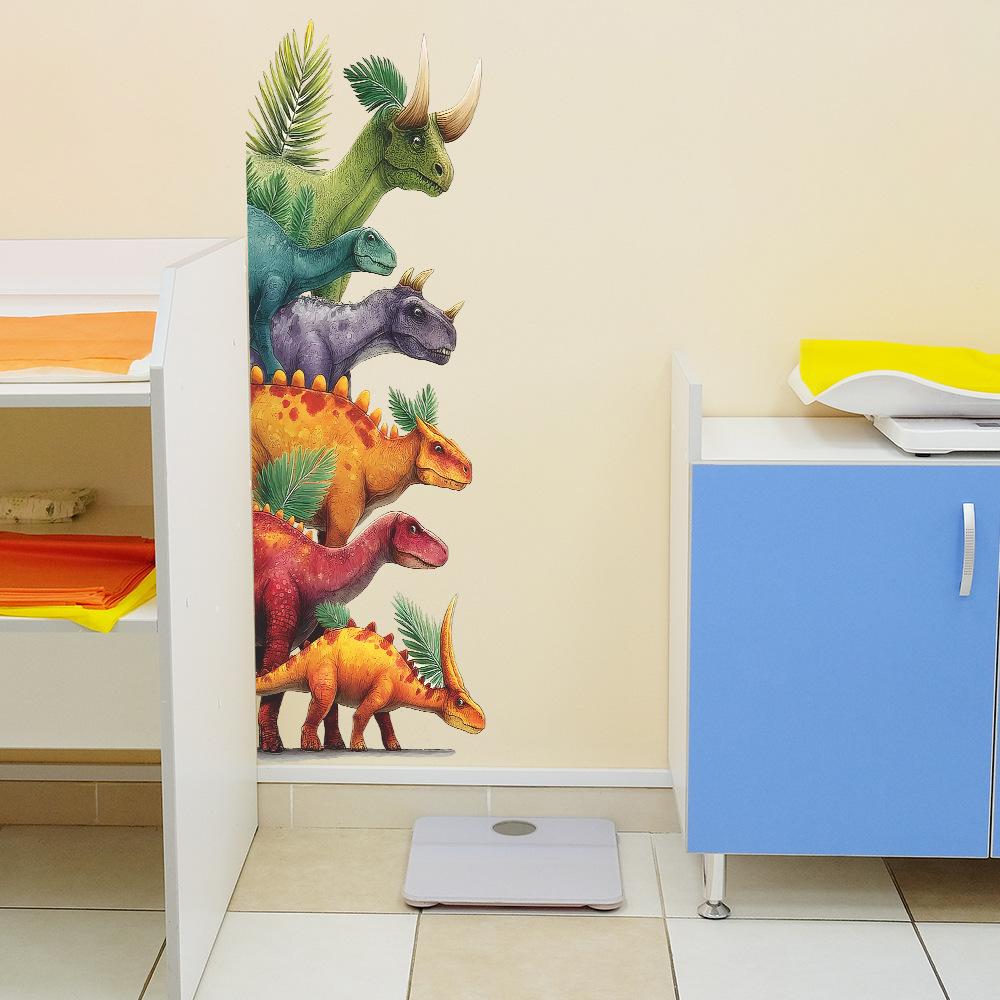 Cartoon Peek Dinosaur Group Children's Bedroom Play Room Decoration and Beautification Wall Stickers