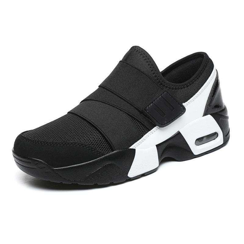 Women's Slip-on Athletic Sneakers Hook-and-loop Strap Shoes with Air Cushion Sole for Casual Wear