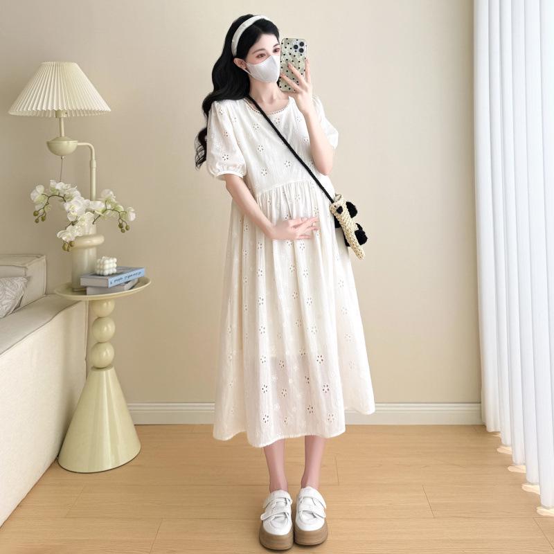 2026 Summer Embroidered Loose Maternity Dress L