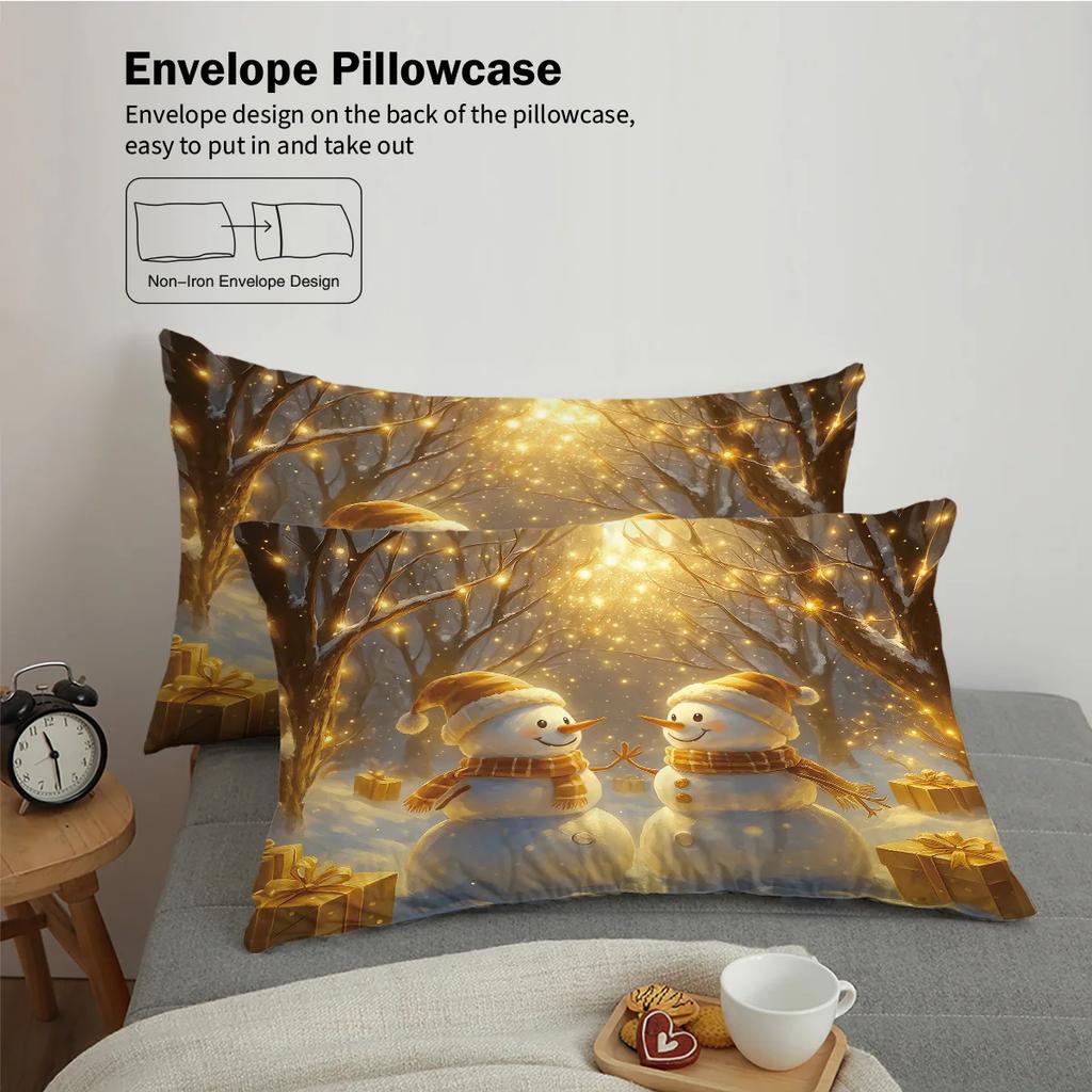3-teiliges Weihnachts-Schneemann-Druck Bettwäsche-Set für vier Jahreszeiten ohne Füllung Weich Schlafzimmer für mehrere Größen Maschinenwaschbar