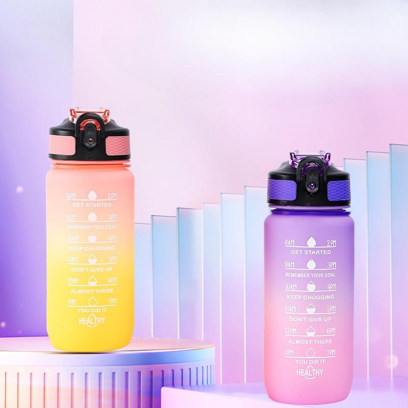 Gradient Color Space Cup, Large-capacity Portable Bouncy Lid Outdoor Water Bottle, Fitness and Sports Water Cup