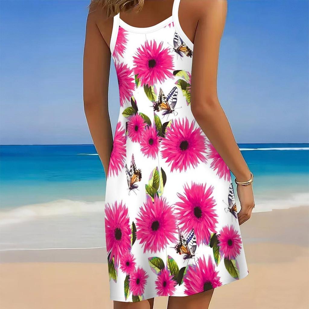 Women's Beach Dress Mini Dress Print Casual Modern Dress Sleeveless Loose Fit Outdoor Daily Summer