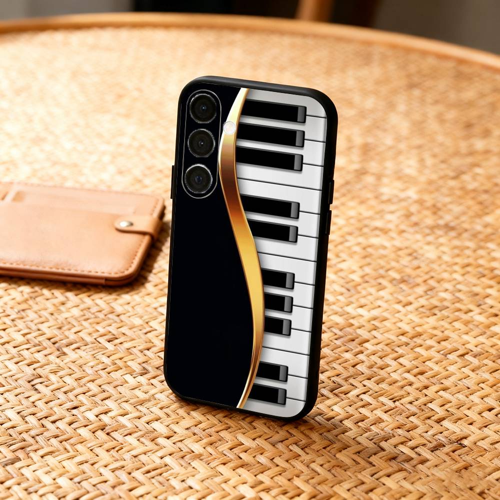 P-Piano Vibe Phone Case For Samsung  A73,72,71,A52,51,40,41,A22,A32,31,A13, Soft Black Shell