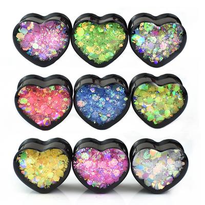 6-30mm Carini Tunnel e Plug per Orecchio a Forma di Cuore Espansore Stretcher Gioielli per il Corpo per Donne Uomini