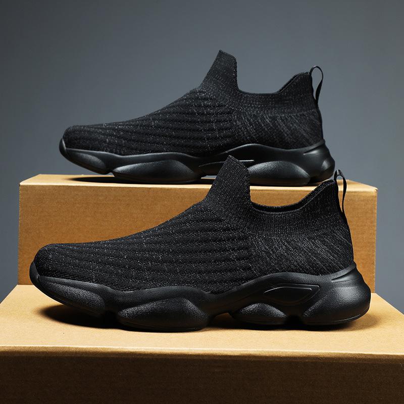 Large size fashionable men's shoes heightening lazy socks shoes couple simple casual fly-woven shoes