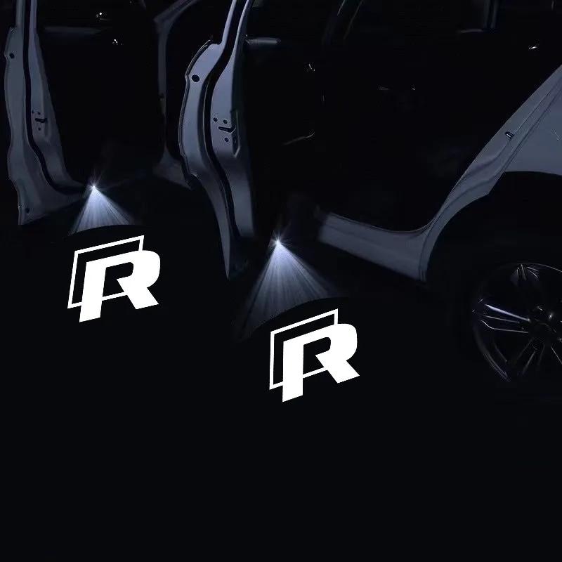 

For VW New 2PCS Car Door Emblem LED Light Welcome Lamp Wireless Laser Projector For Volkswagen Rline Jetta Golf Beetle CC Polo