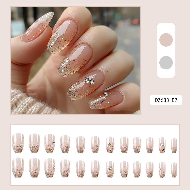 French Rhinestone Handmade Press-On Nail Tips