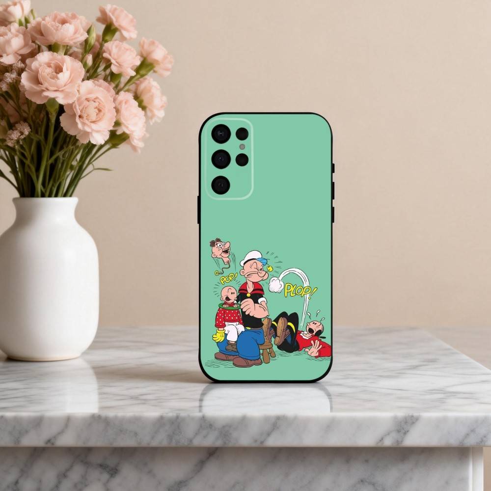 C-Cartoon C-Character P-Popeye-E  Phone Case For Samsung S25,S24,S21,S22,S23,S30,Ultra,S20,Plus,Others Soft Black Cover