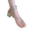 Women's fashion sandals 2025 new summer temperament socialite thick heel straps high heels design sense niche crystal