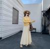Women's High-Waist A-Line Knit Skirt - Hip-Covering, Wide Hem, Plus Size, Autumn-Winter, Thickened, Slimming Pleated Long Skirt