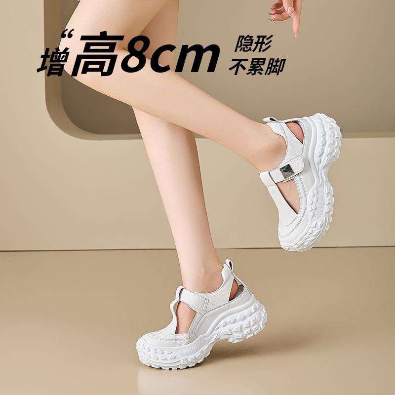 

Height increase women s summer new small fashion soft-soled muffin sports platform sandals women s outer wear 34 белый