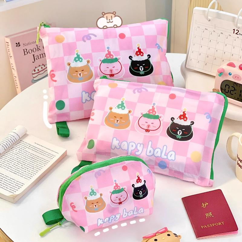 3pcs Travel Cosmetics Storage Bag Girls Large Capacity Cute Kids Clothing Travel Storage Bags Set Organizer Zipper Underwear Bag