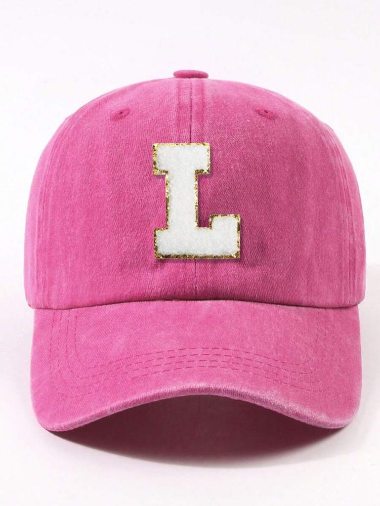 Fuchsia Pink Letter E Patch Casual Dad Hat Adjustable Unisex Outdoor Sun Visor Cap