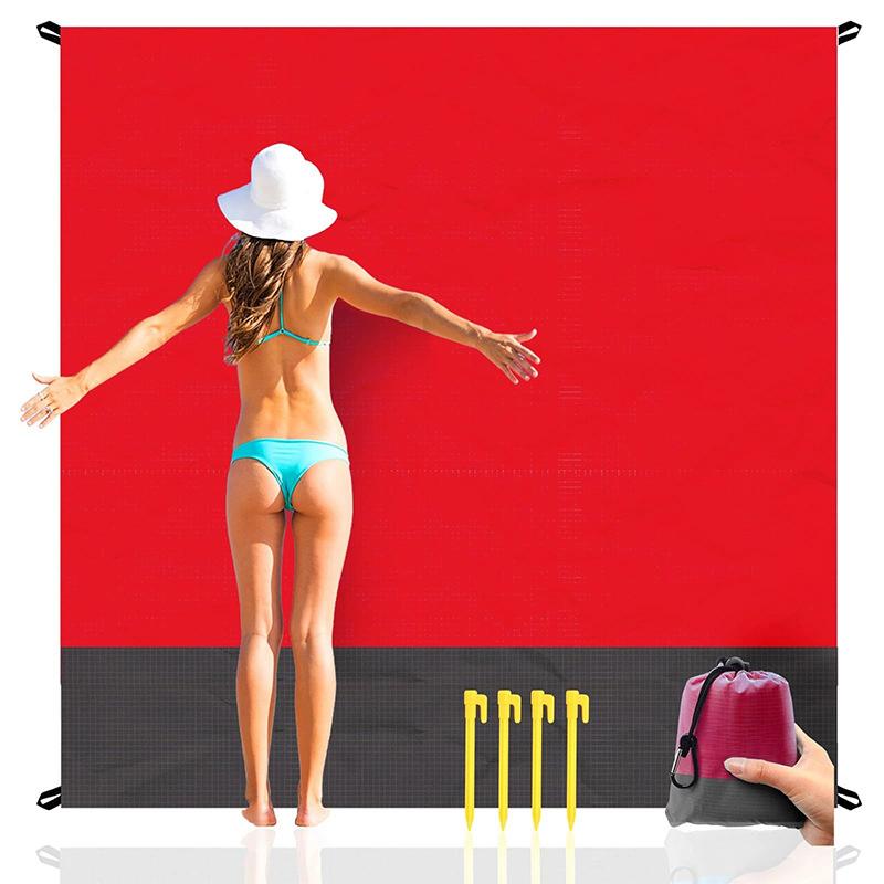 Sandproof Portable Beach Blanket, Waterproof Foldable Large Lightweight Mat for Picnic & Camping