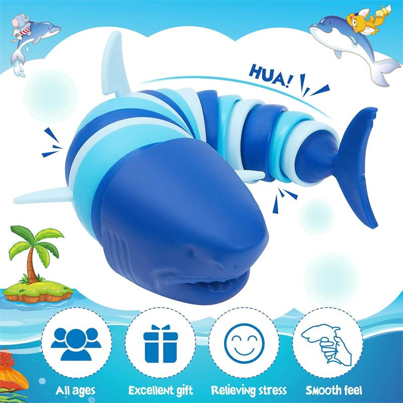 Fidget Toys Slug 3D Articulated Stretch Shark Stress Reliever for Adults Kids Anti-Anxiety Office Desk Toy Gifts