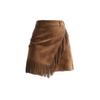 European Style Asymmetrical Fringed Suede Bodycon Mini Skirt - Retro Fashion 2025