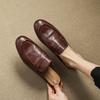 Fashion NEW Summer Women Mules Genuine Leather Shoes for Women Round Toe Low Heel Shoes Cover Toe Slip-on Women Sandals Retro Slippers
