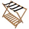 Folding Luggage Rack Wooden Luggage Rack Quick Assembly Luggage Stand with Bottom Storage