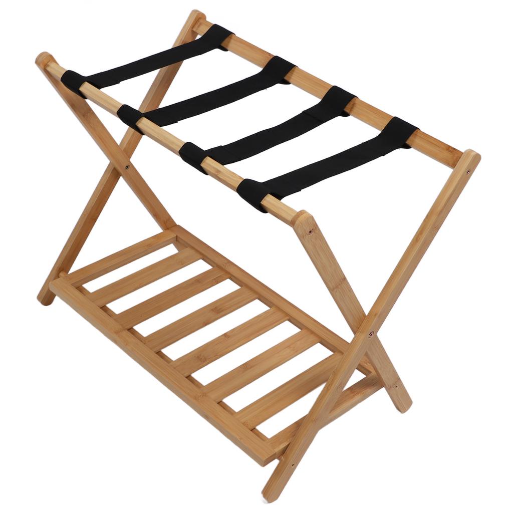 Folding Luggage Rack Wooden Luggage Rack Quick Assembly Luggage Stand with Bottom Storage