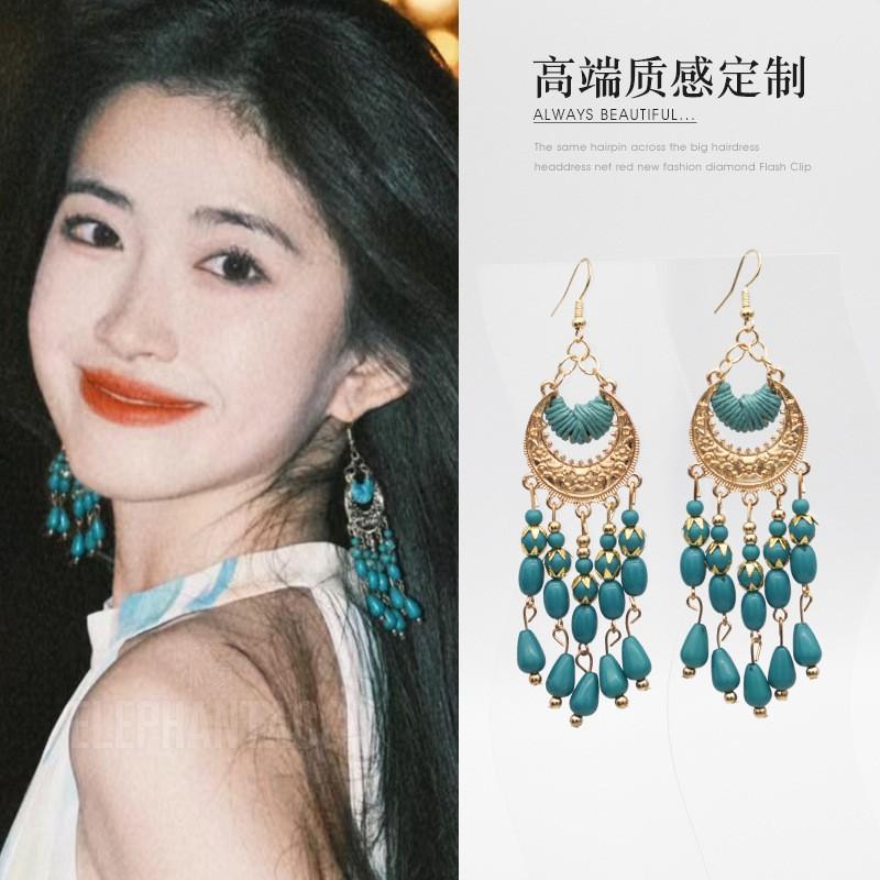 Retro ethnic style round hollow earrings Bohemian temperament elegant earrings niche fashion light luxury earrings women