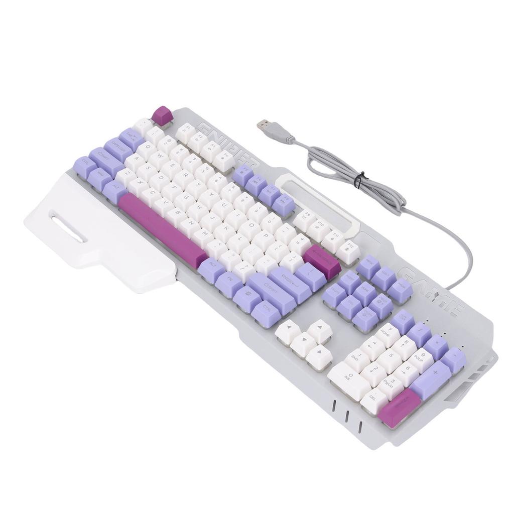 Mechanical Feeling Keyboard 104 Keys Colorful Light Up USB Wired Computer Keyboard with Wrist Rest Spill Resist Triple