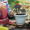 Cat-themed Garden Accessory 2Pcs/Set Flowerpot Cat Sign Planter Insert with Stake Black Cute Decor Silhouette Decoration for Outdoor Indoor