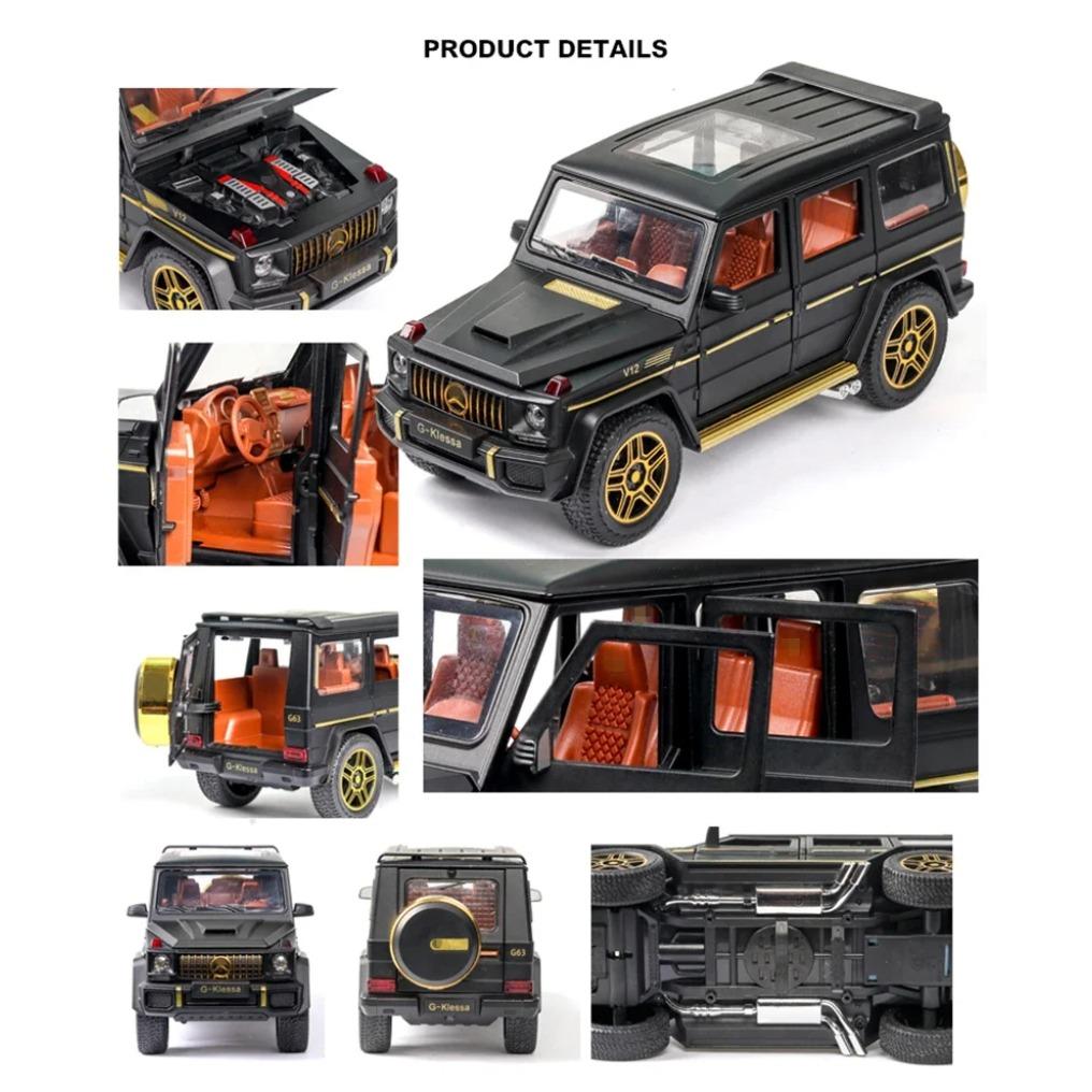 1/24 Benz G63 SUV Model auta ze slitiny Diecast & Hračka Kovové terénní vozidlo Model auta Simulace Zvuk Světlo Sběratelská hračka Dárek