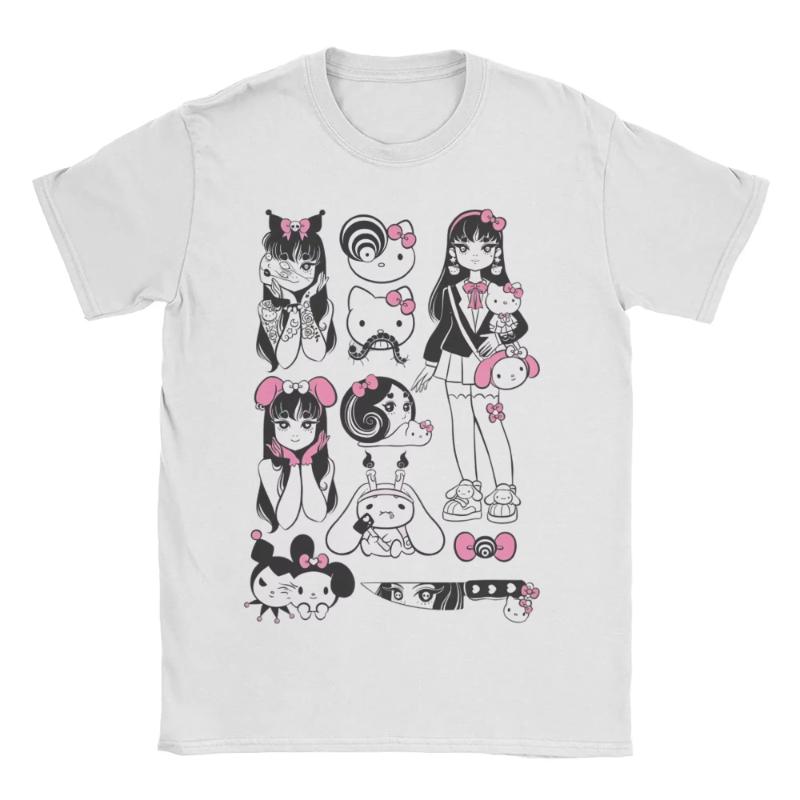 Junji-Itos Tomie X Hello Kitty Merch Unisex T Shirt Cotton Tee Graphic Printing Horror Tops T-shirt Oversized Y2k Men Women TEES