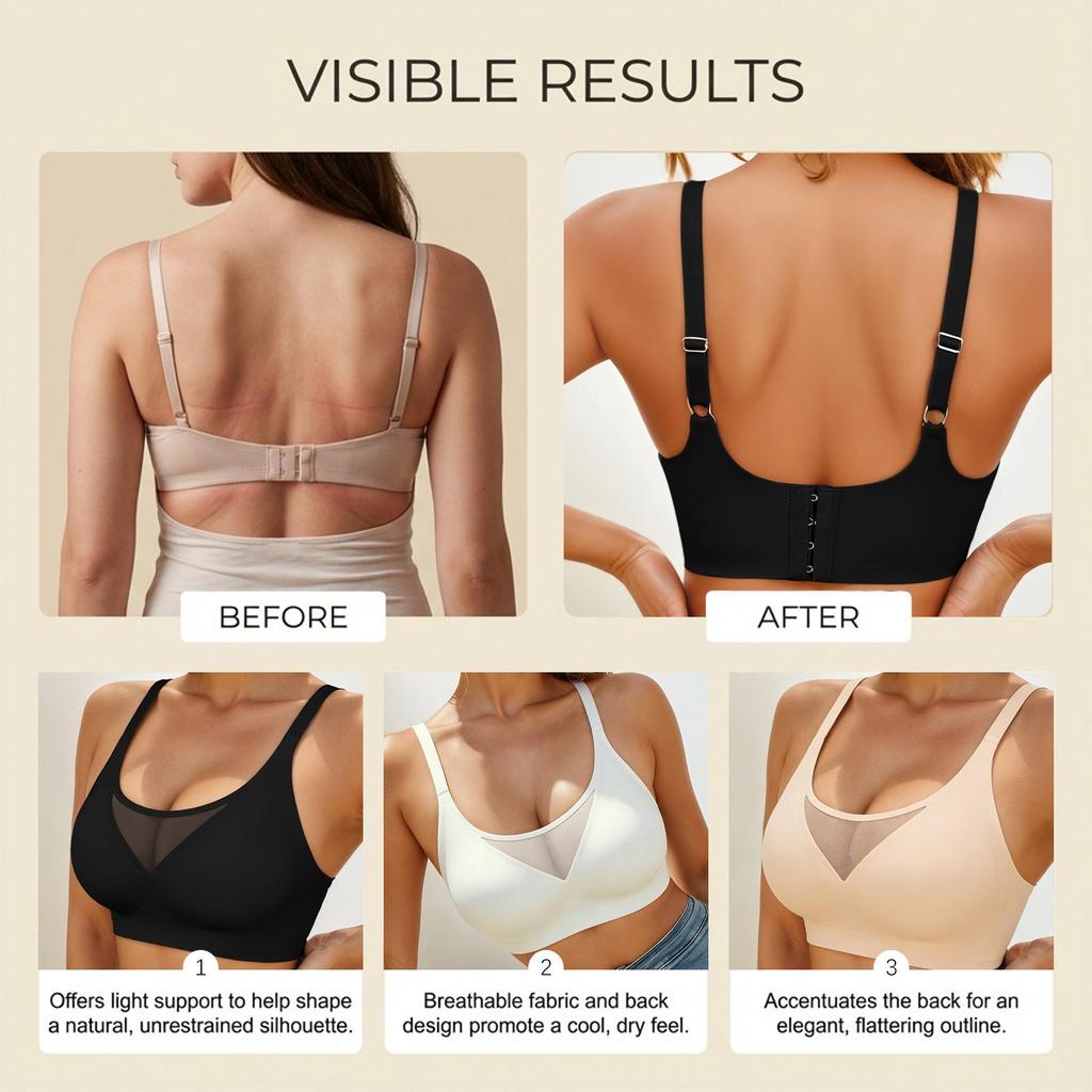 Zeriluna Breathable Mesh Wire-free Sexy Bra - Soft, Comfortable, Gentle Support, Skin-friendly.