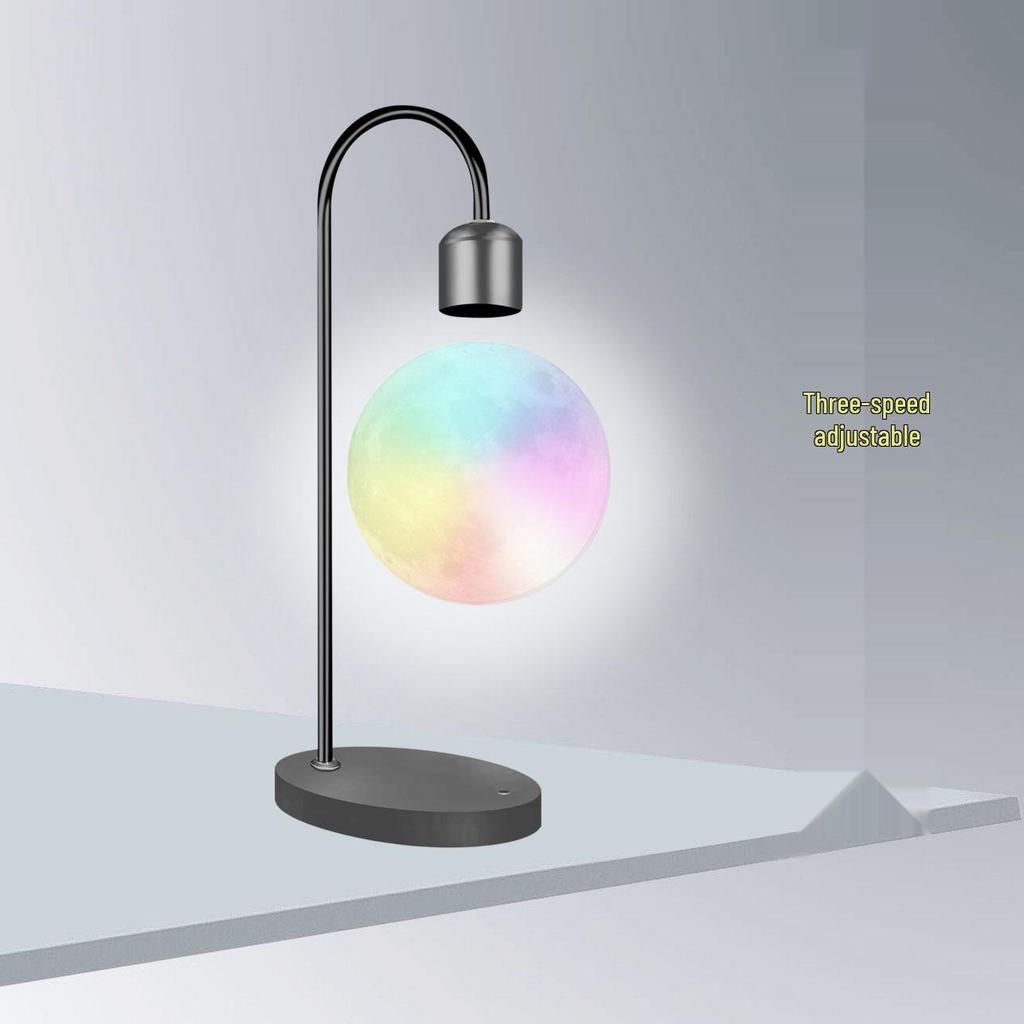 3D Printed Moon Lamp with Magnetic Levitation - Night Light & Eye Protection