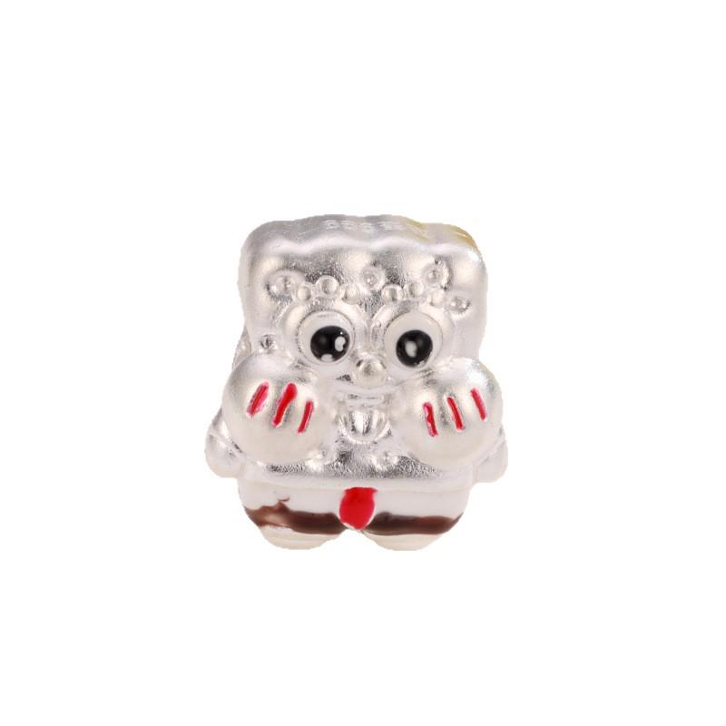 3D Sterling Silver 999 SpongeBob Bead for DIY Braided Rope